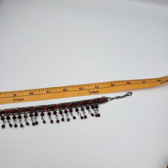 Curtain Beaded Choker Necklace Ruby Red Beading - Picture 8 of 9